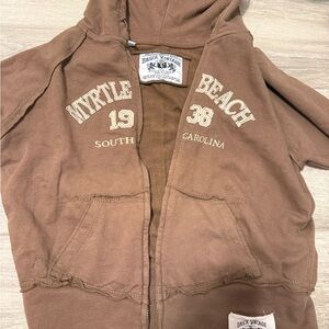 Vintage Brown Kids Zip-Up Hoodie